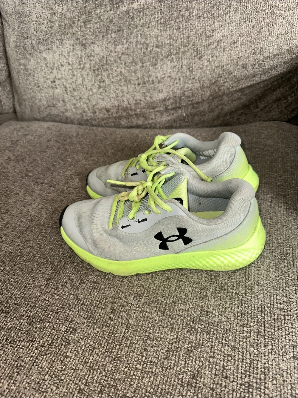 Under Armour Kids' Gray and Neon Green Athletic Sneakers